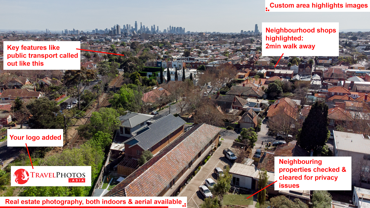 A real estate area view photo of Melbourne. Photo taken from drone.
