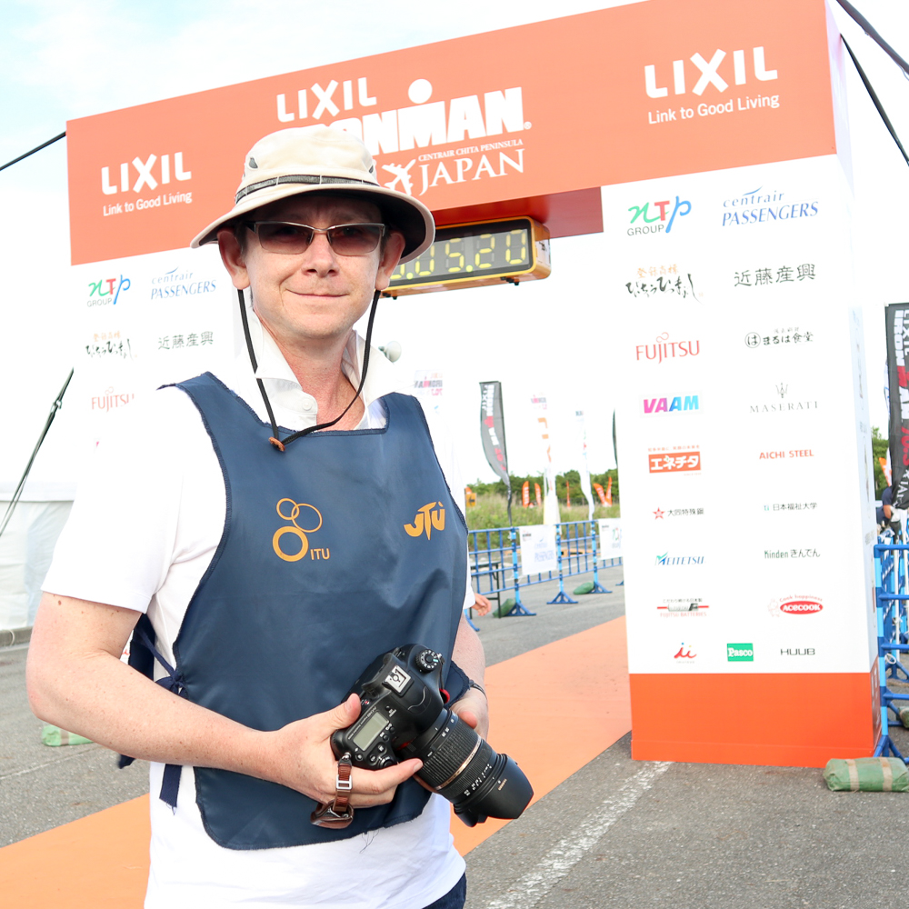 Travel Photos company director Andrew at a triathlon event in Japan in 2018